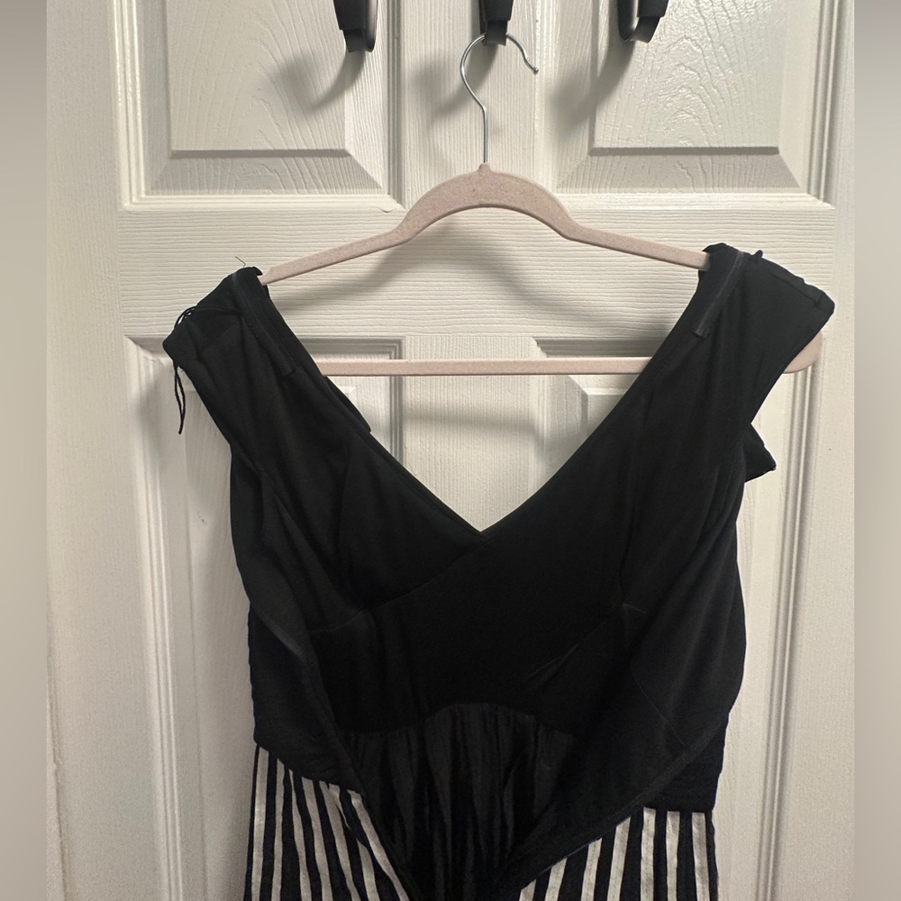 Adrianna Papell Black and White Striped Dress